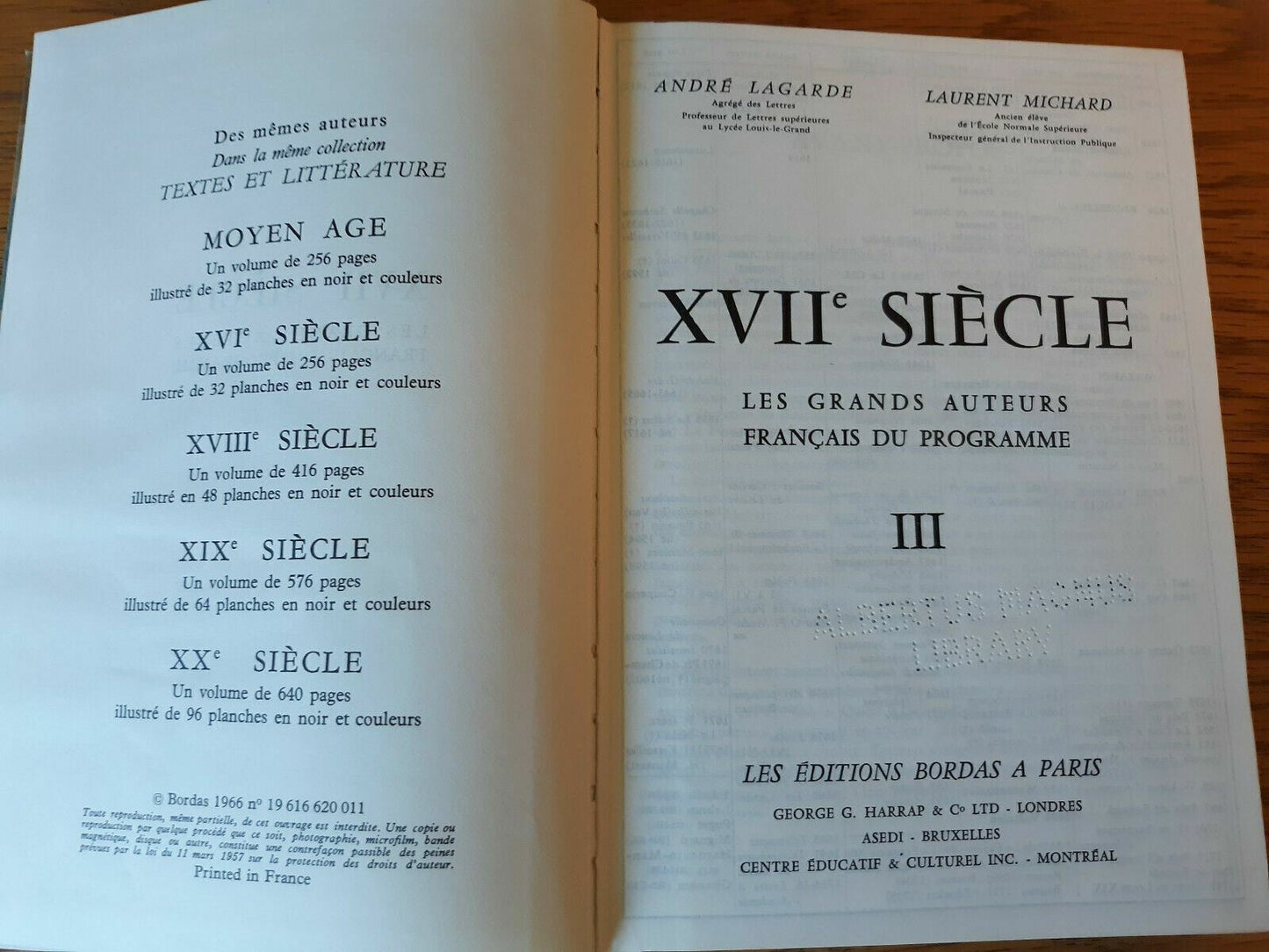 XVII Siecle Les Grands Auteurs Francais Du Programme III 1966 French