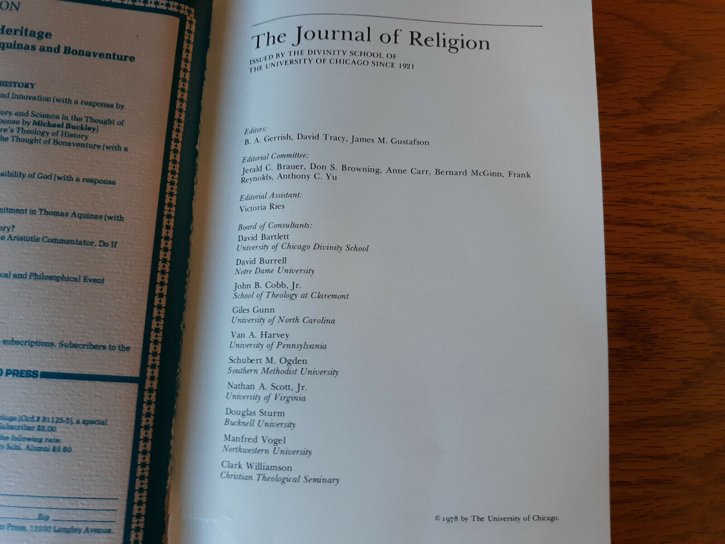 The Journal Of Religion April 1978 Volume 58 Number 2 Paperback