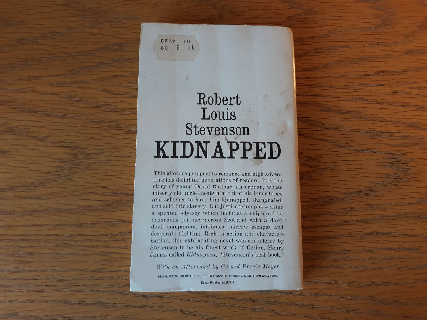 Vintage Signet Classic Robert Louis Stevenson Kidnapped 1959 Paperback