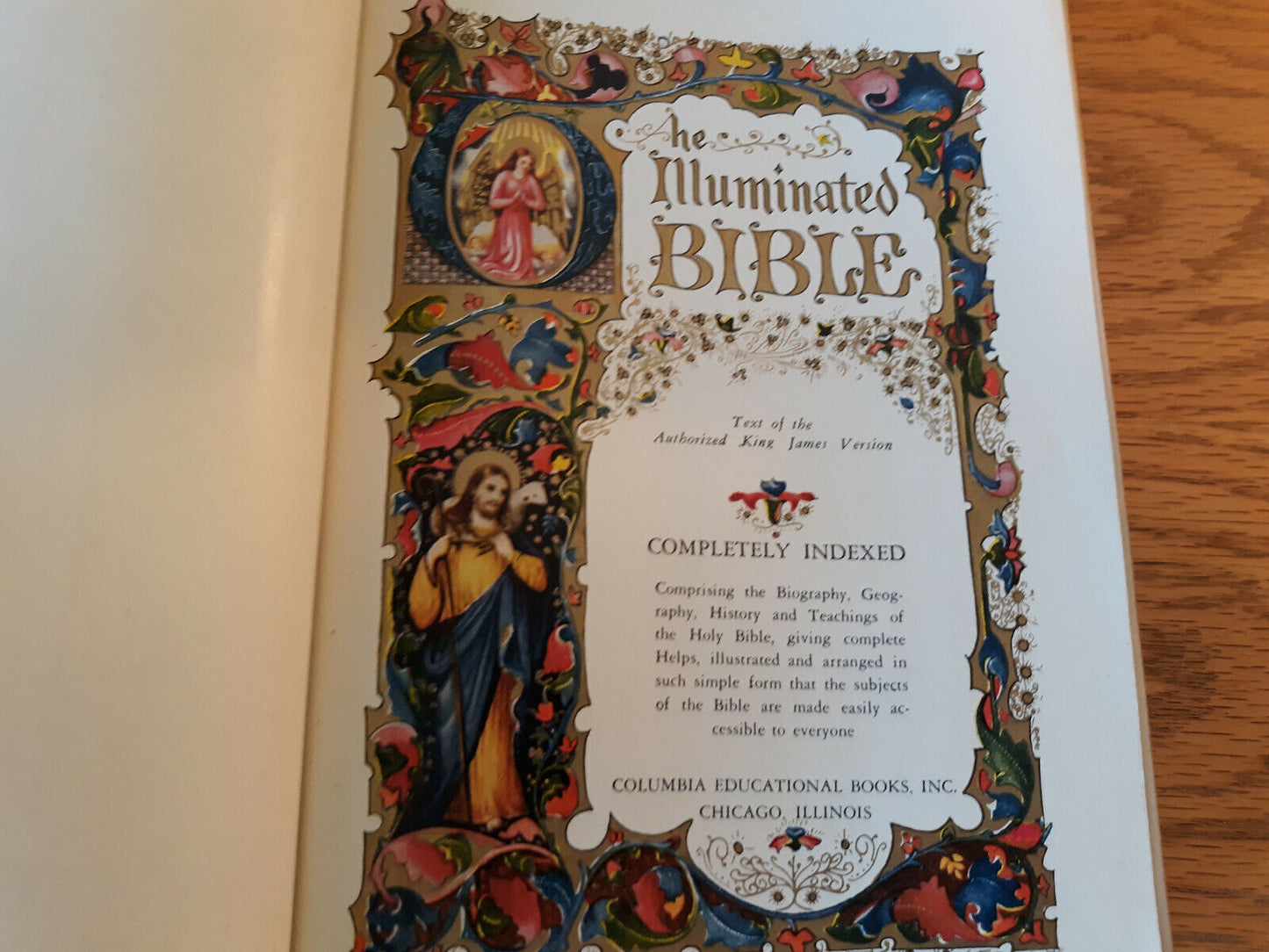 The Illuminated Bible 1941 Text Authorized KJV Indexed Columbia Educational Book