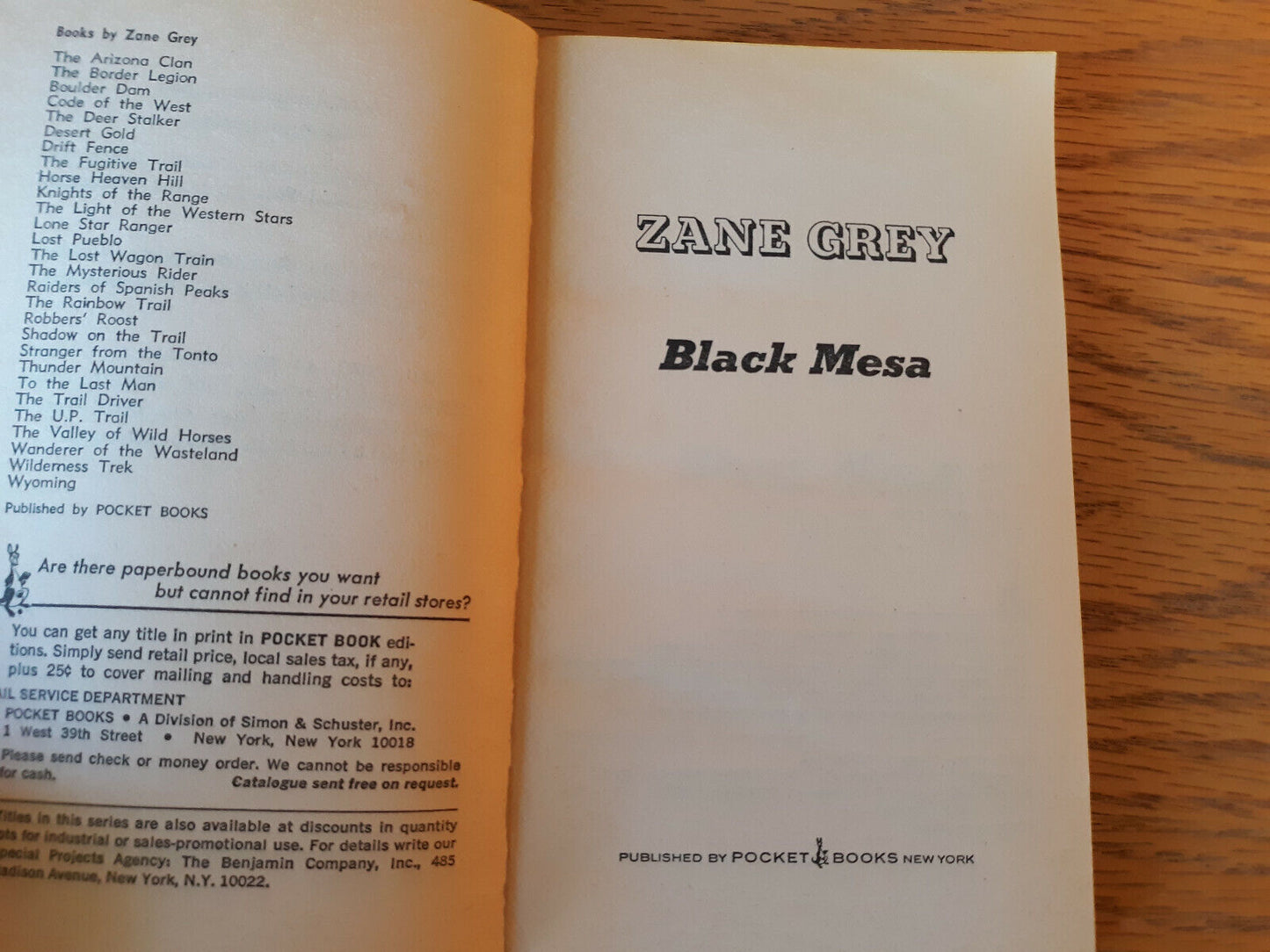 Zane Grey Black Mesa 1972 Pocket Books Paperback