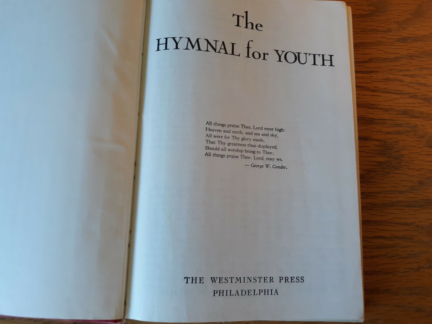 The Hymnal For Youth 1958 The Westminster Press Hardcover