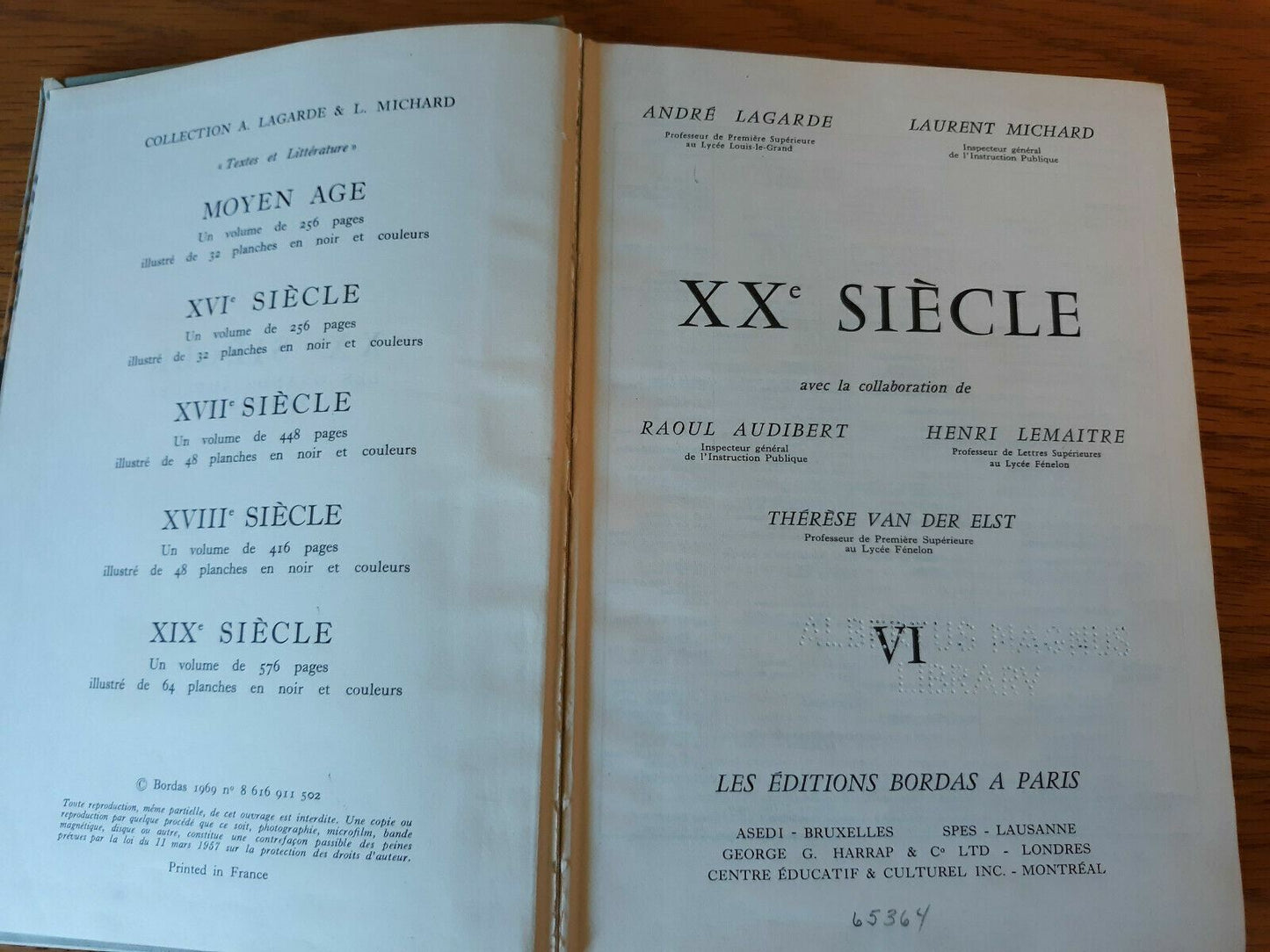 XXe Siecle VI. Raoul Audibert, Henri Lemaitre, Thérèse van der Elst. 1969