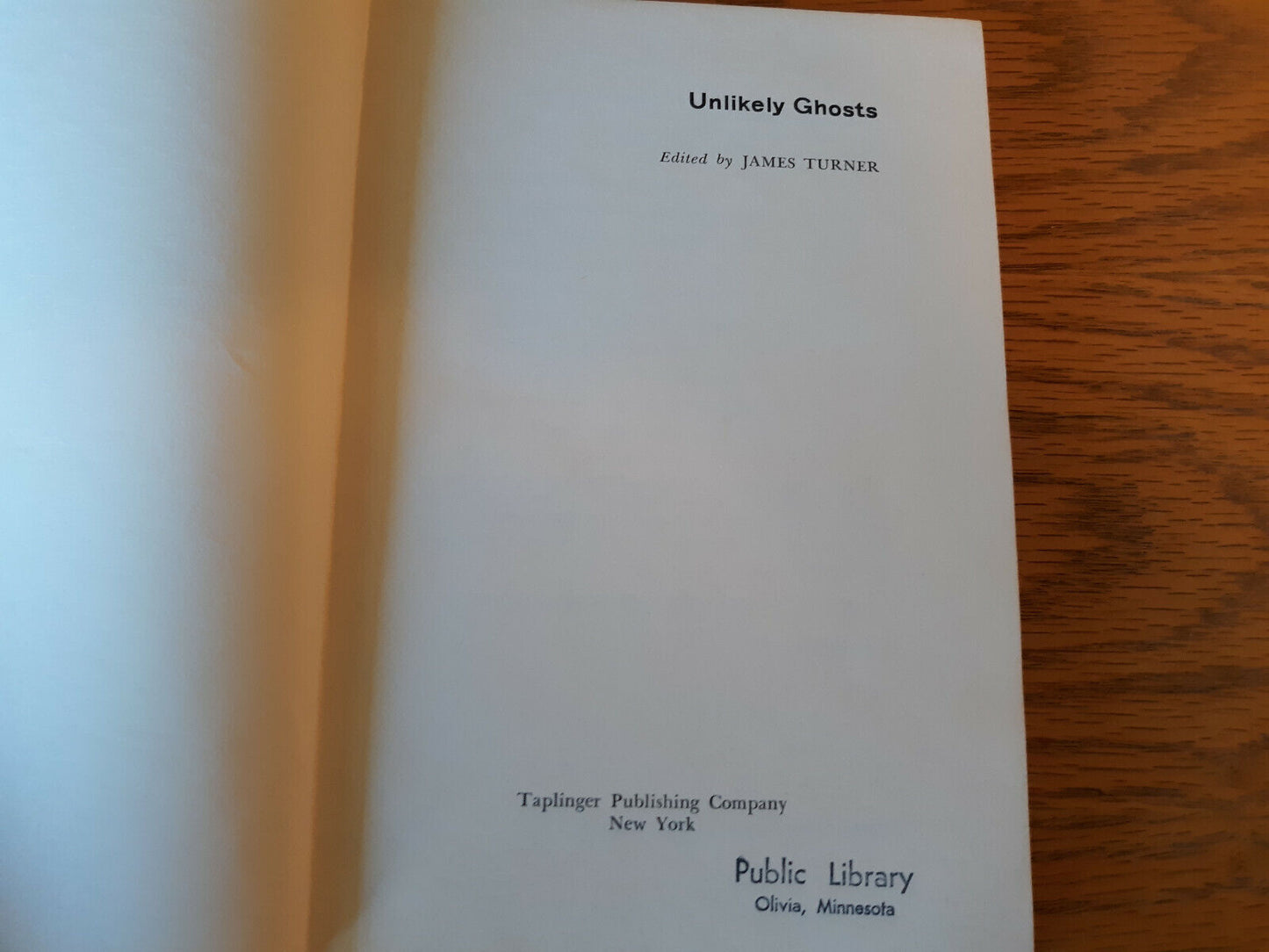 Unlikely Ghosts James Turner 1969 Hardcover Taplinger