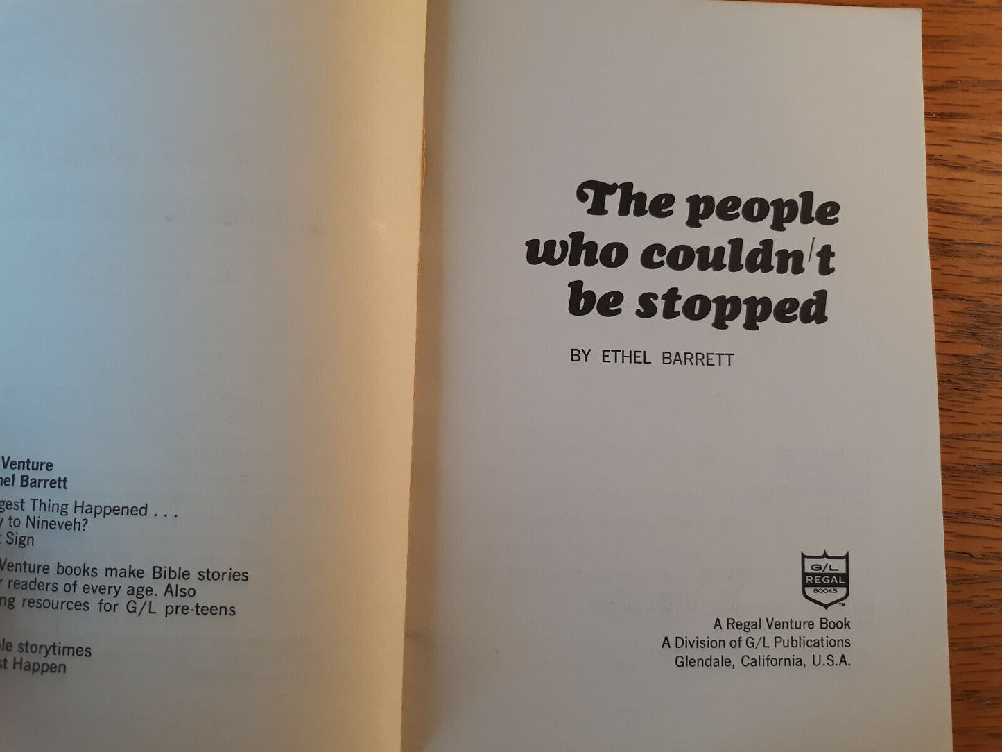 The People Who Couldn't Be Stopped Ethel Barrett 1974 Paperback Regal Venture