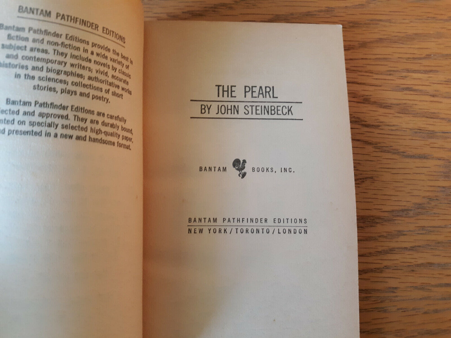 The Pearl John Steinbeck 1966 Paperback Bantam Books