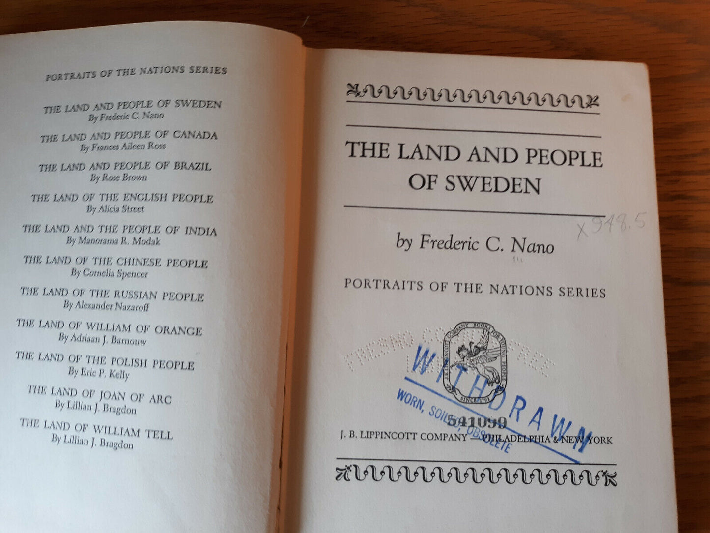 The Land And People Of Sweden Frederic Nano 1949 1st Edition Hardcover