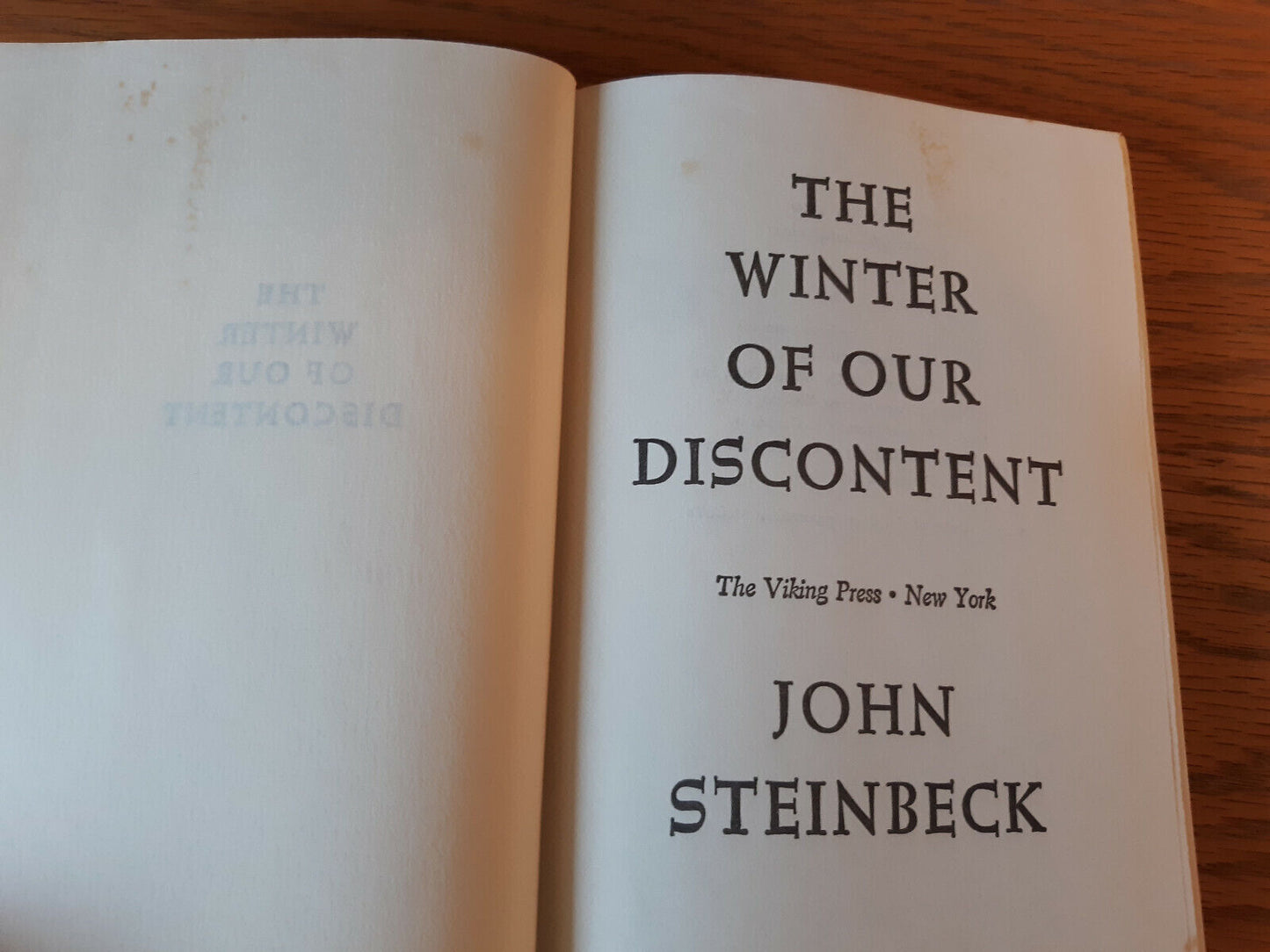 The Winter Of Our Discontent John Steinbeck 1961 Viking Press Hardcover