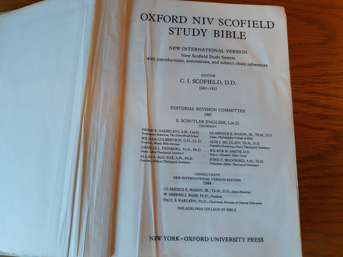 NIV Scofield Study Bible By Oxford Hardcover 1984 New International Version