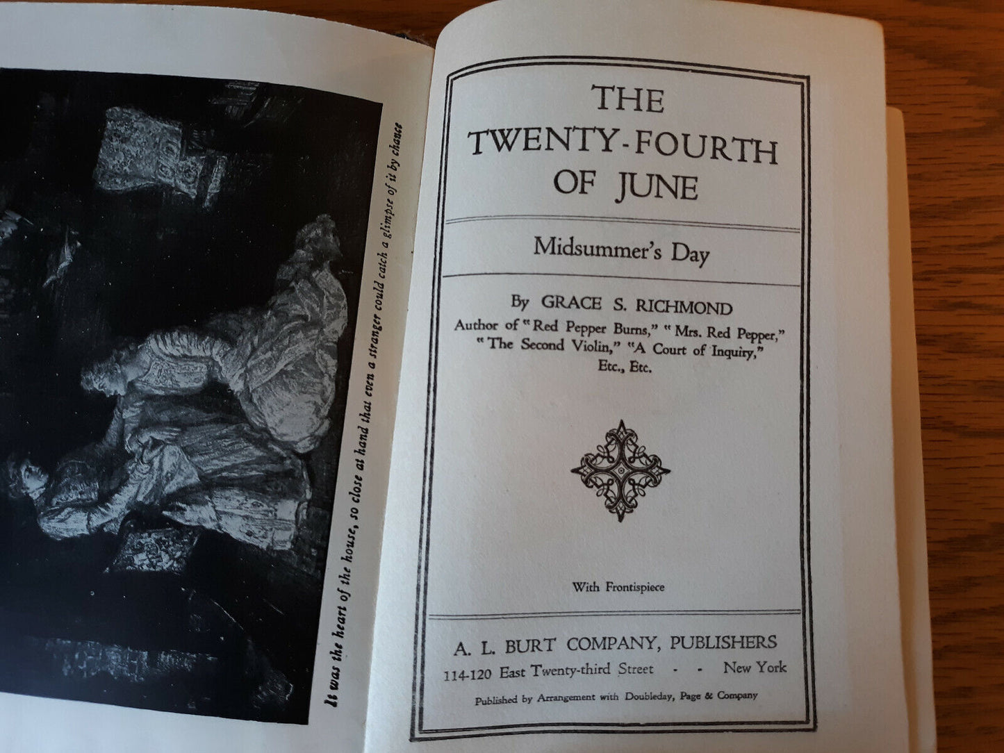 The Twenty-Fourth of June by Grace S. Richmond 1914 Hardcover A. L. Burt