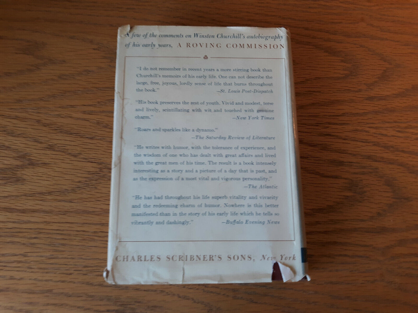 A Roving Commission Winston Churchill 1951 Hardcover Dust Jacket