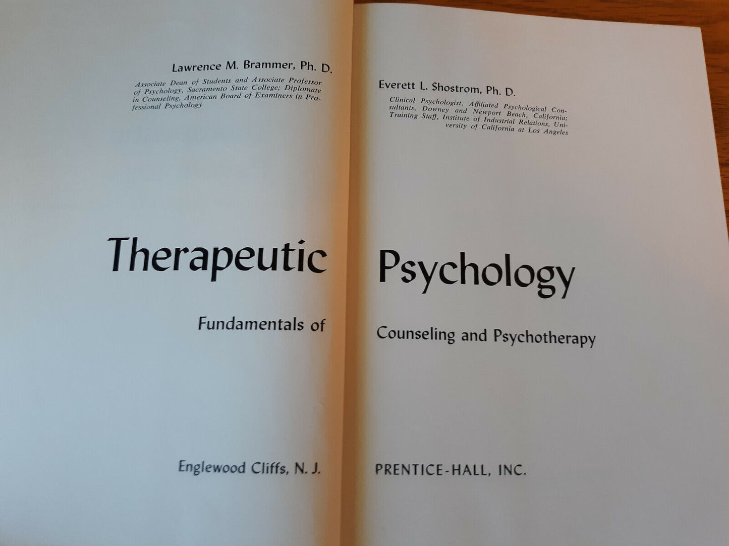 Therapeutic Psychology Lawrence Brammer 1965 Hardcover Dust Jacket Prentice Hall