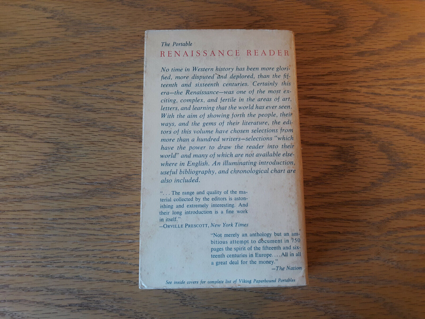 The Portable Renaissance Reader 1960 Viking Press James Bruce Ross Paperback