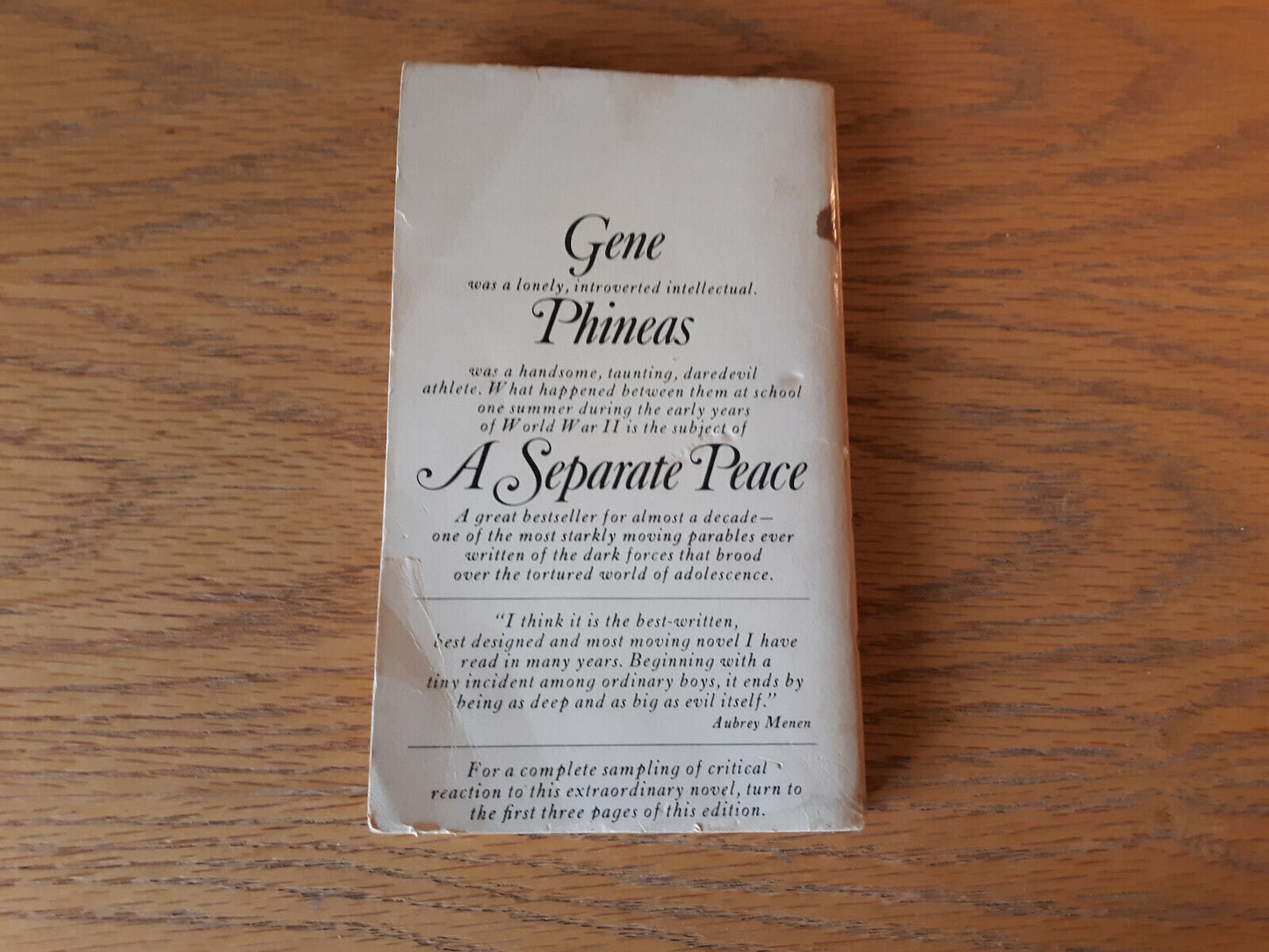 A Separate Peace John Knowles 1979 Bantam Books Paperback