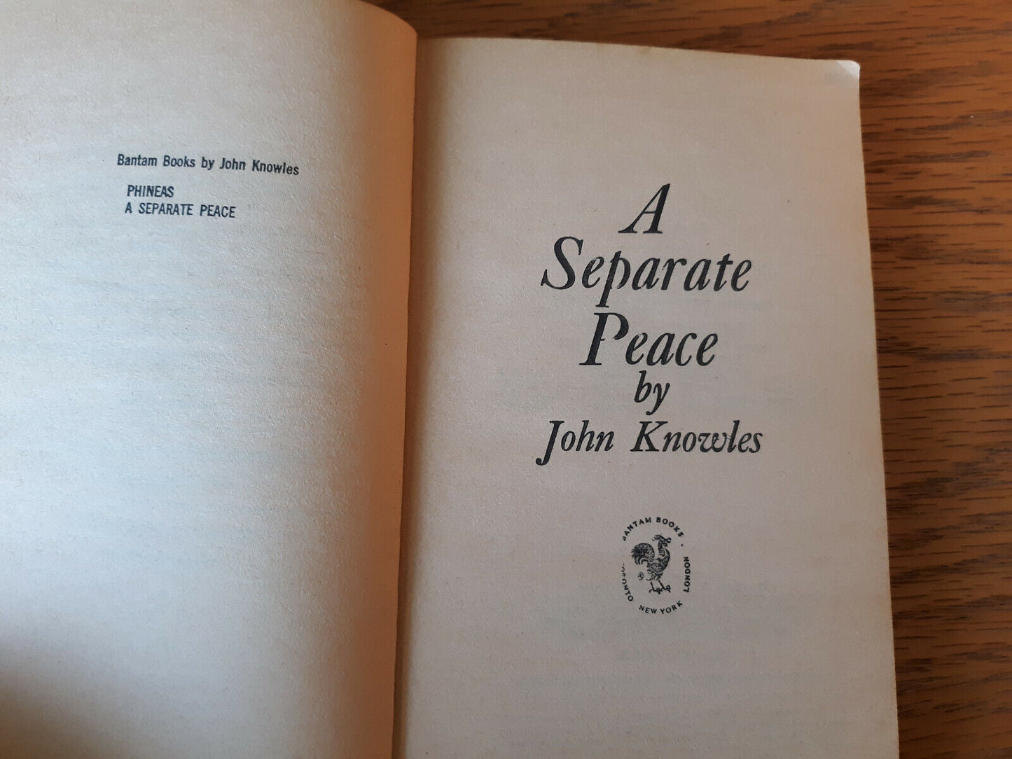 A Separate Peace John Knowles 1979 Bantam Books Paperback