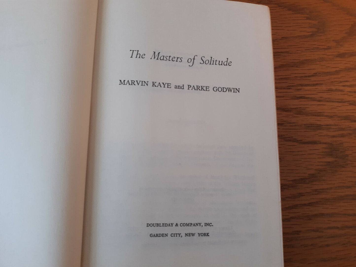 The Masters Of Solitude Marvin Kaye and Parke Godwin 1978 Book Club Ed Doubleday