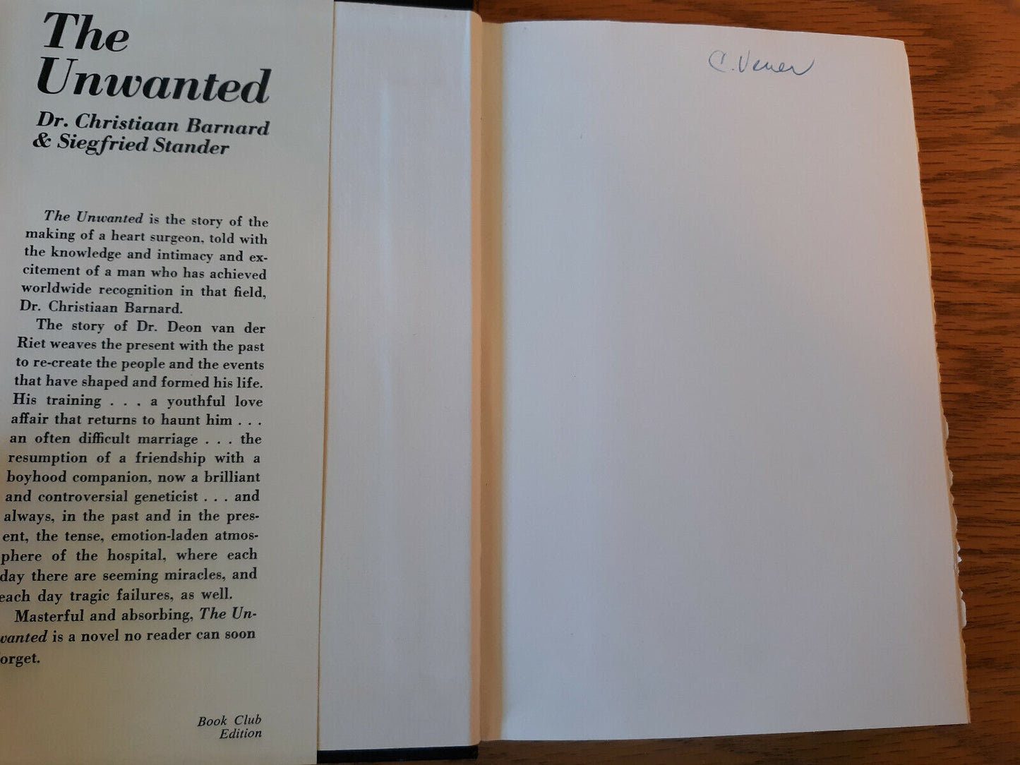 The Unwanted Christiaan Barnard 1975 Hardcover Book Club Edition Dust Jacket