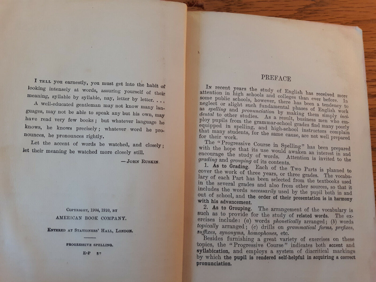 The Progressive Course In Spelling J N Hunt 1910 Hardcover American Book Company