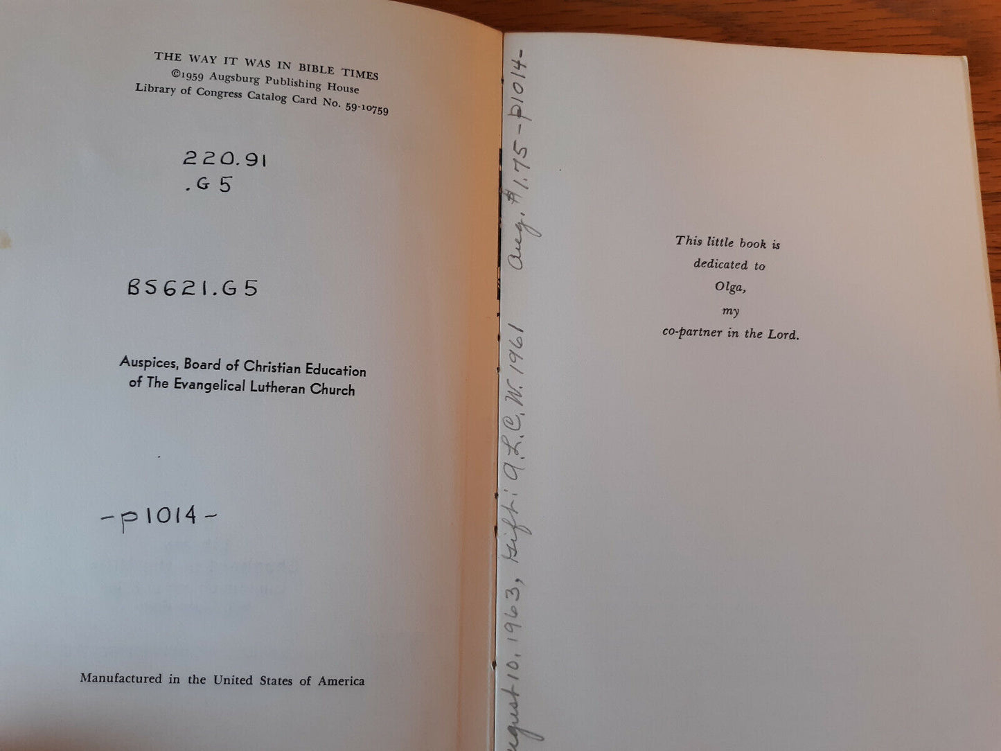 The Way It Was In Bible Times Merrill T Gilbertson 1959 Augsburg Publishing Hous