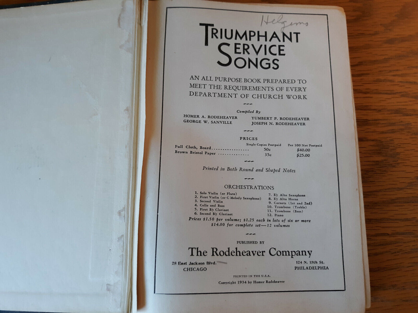 Triumphant Service Songs Hymnal 1934 Hymns Song Book Hardcover