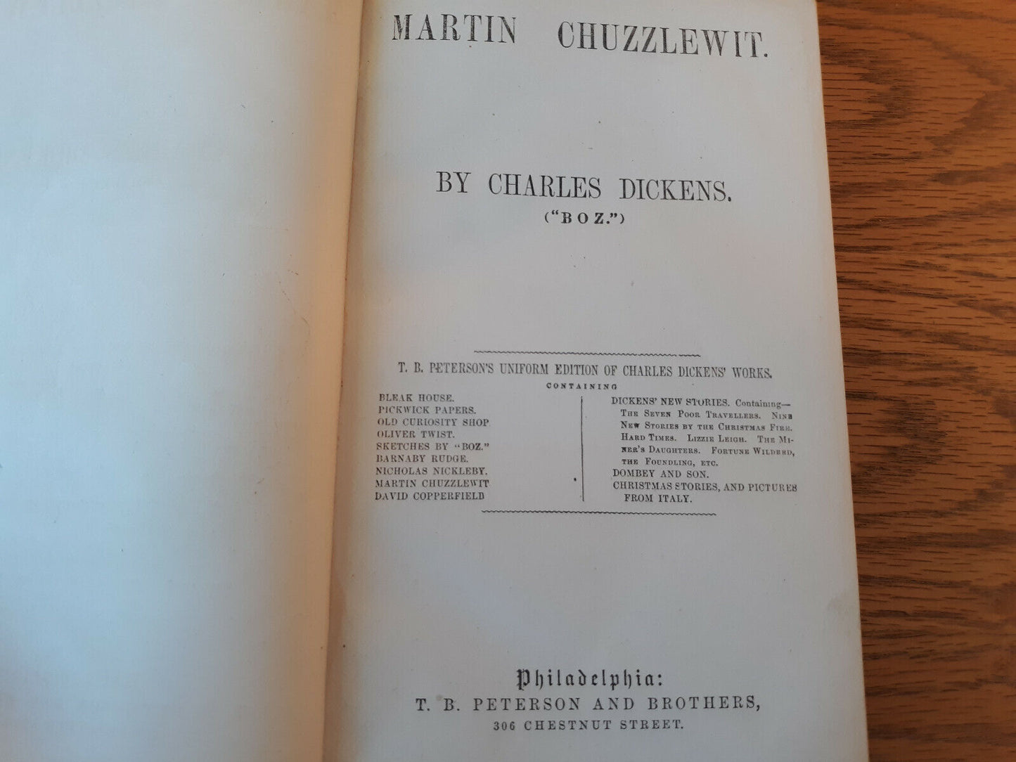 Martin Chuzzlewit Charles Dickens T B Peterson Uniform Edition Hardcover