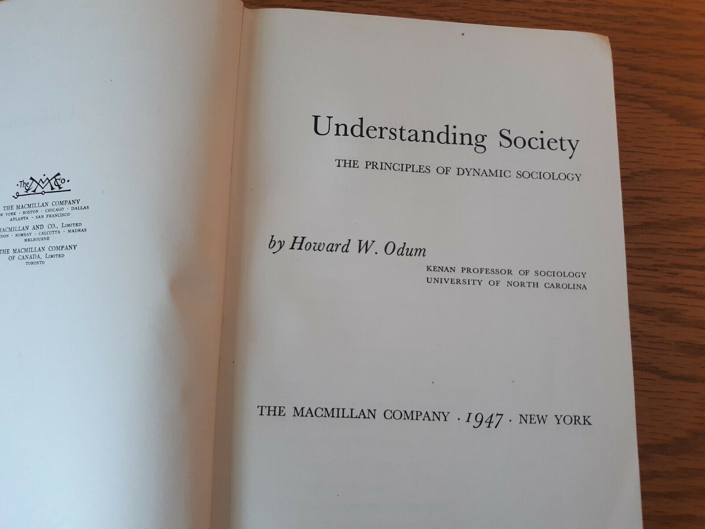 Understanding Society Howard W Odum 1947 Hardcover Macmillan Sociology