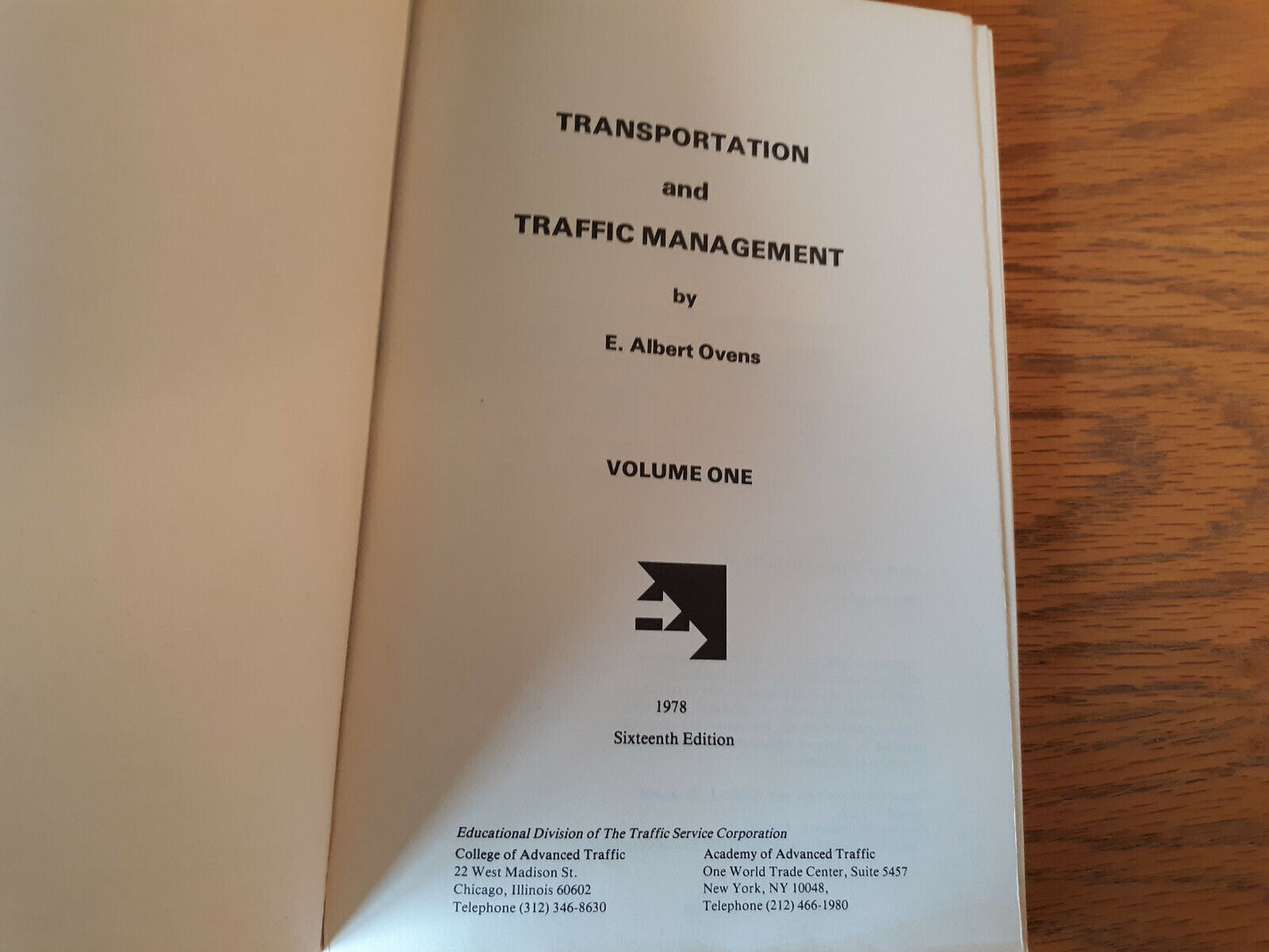 Transportation And Traffic Management E Albert Ovens 1978 Volume One 16th Ed