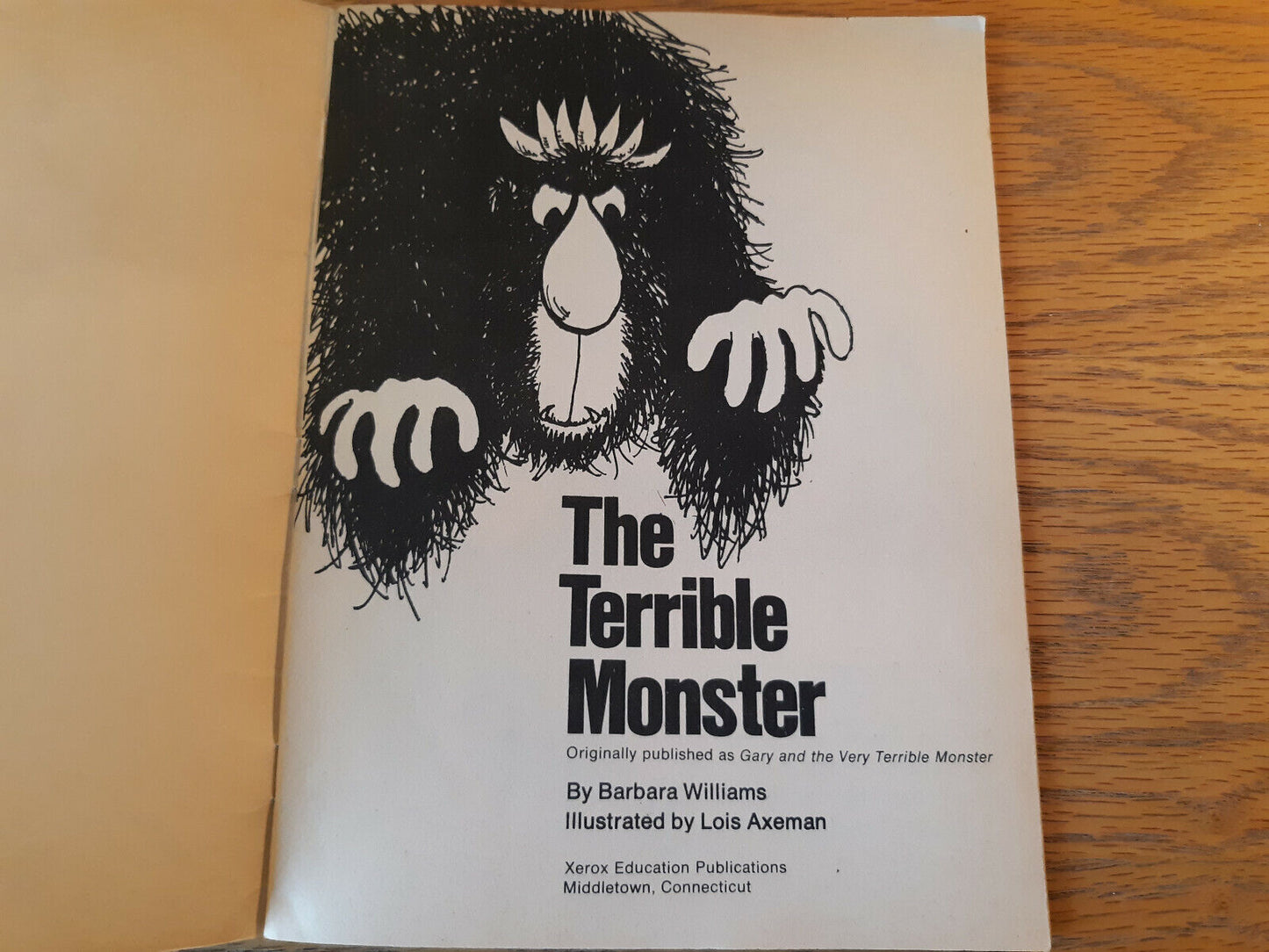 The Terrible Monster Barbara Williams 1973 Xerox Education Paperback