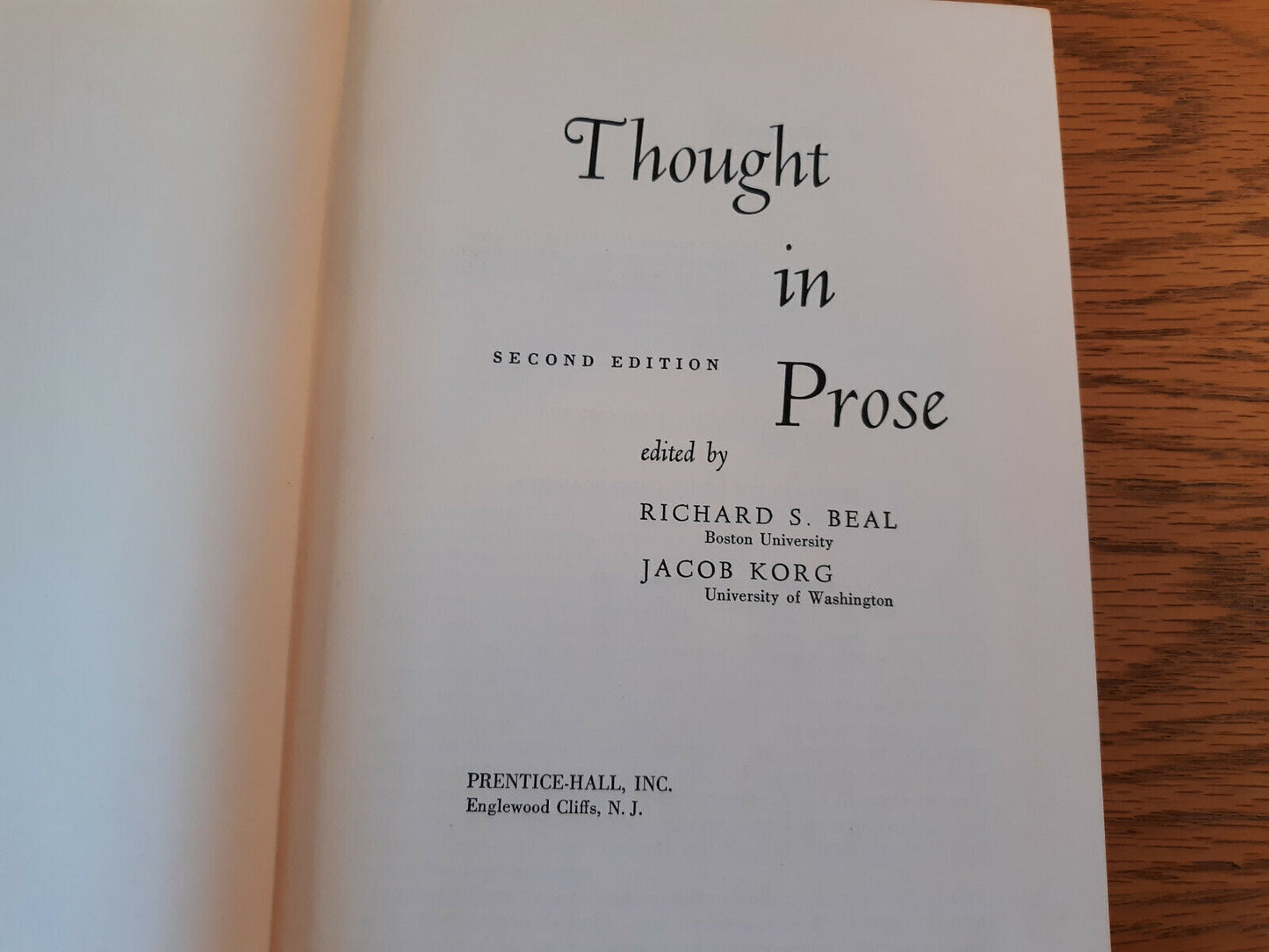 Thought In Prose Second Edition Richard S Beal 1963 Hardcover Prentice Hall