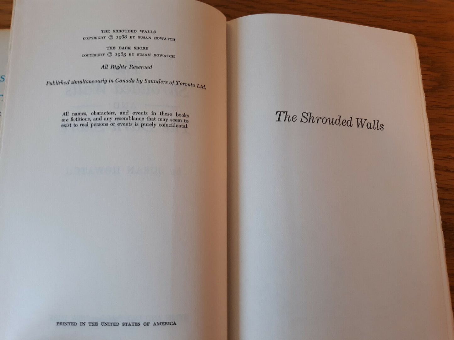 The Shrouded Walls And The Dark Shore Susan Howatch 1968 Book Club Edition