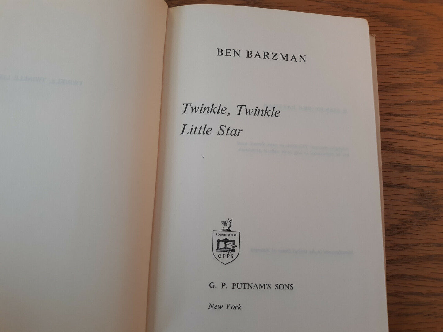 Twinkle Twinkle Little Star Ben Barzman 1960 Book Club Edition Hardcover Dust Ja