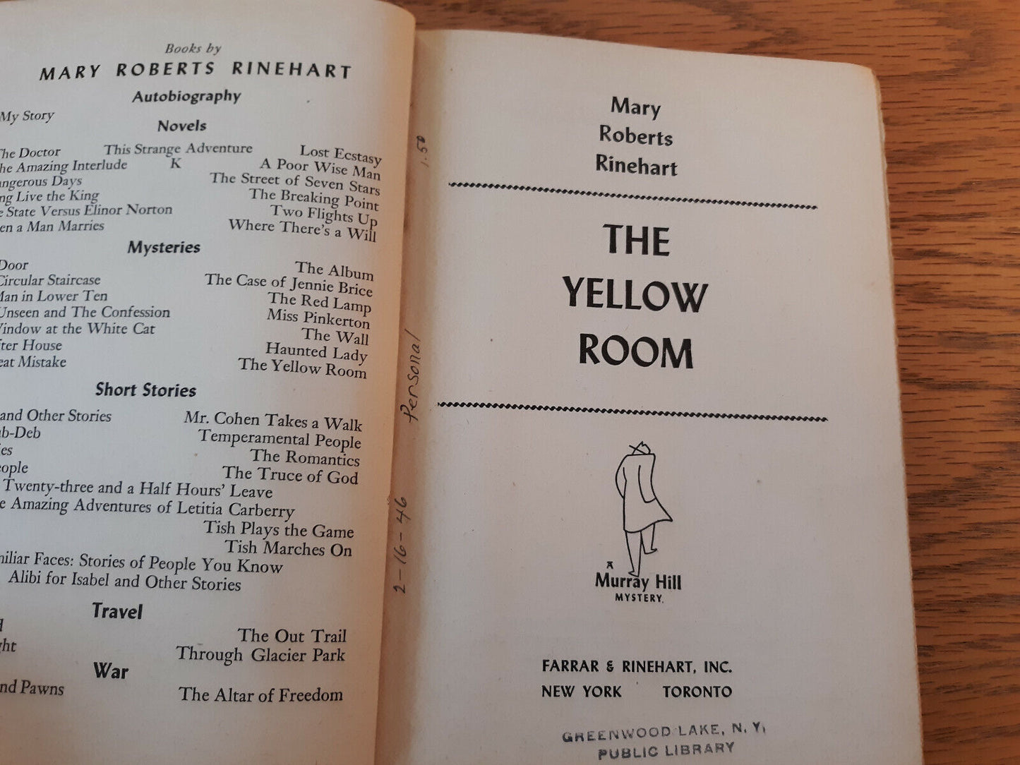 The Yellow Room Mary Roberts Rinehart 1945 Hardcover Farrar & Rinehart