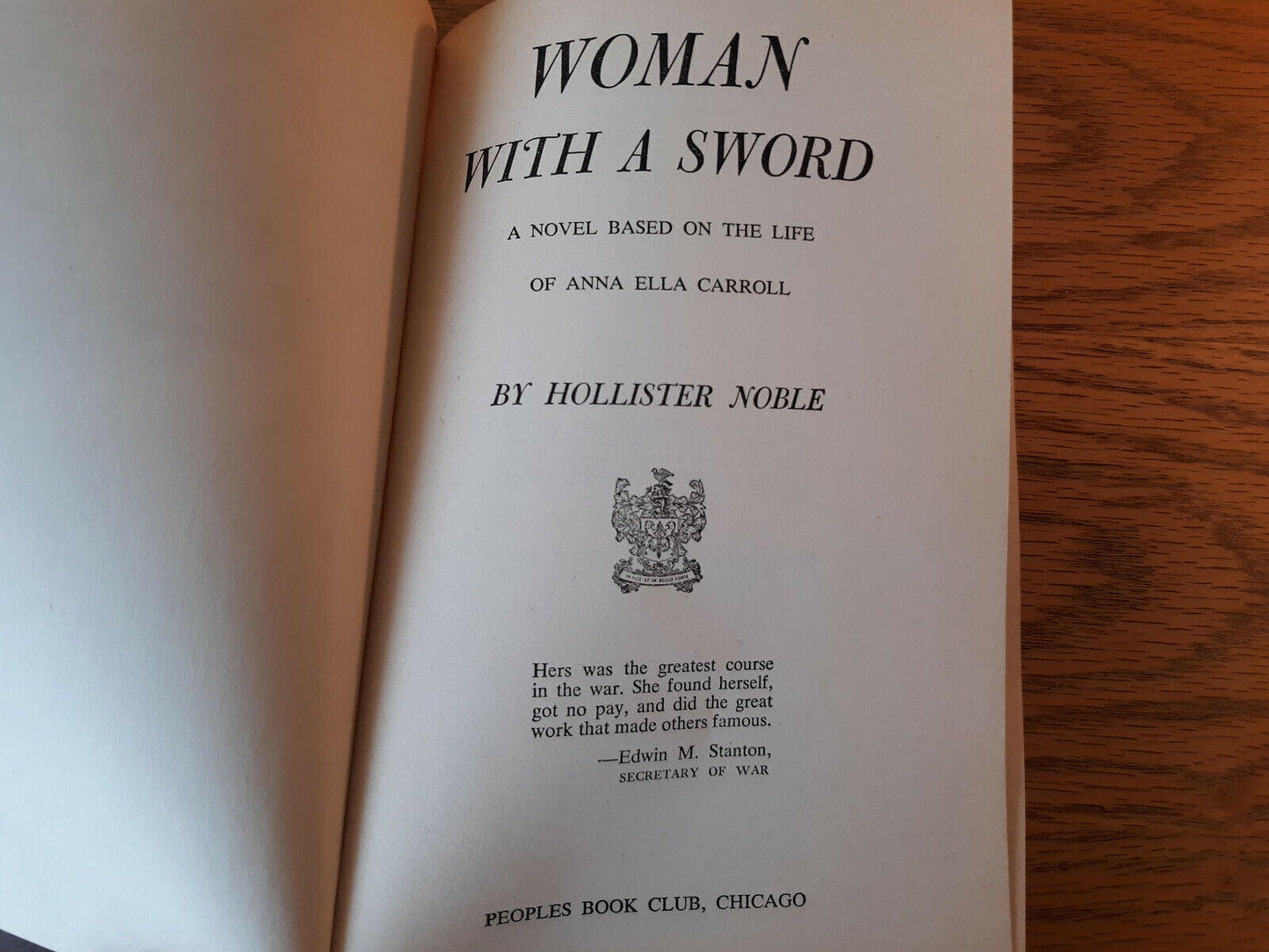 Woman With A Sword Hollister Noble 1948 Hardcover Peoples Book Club