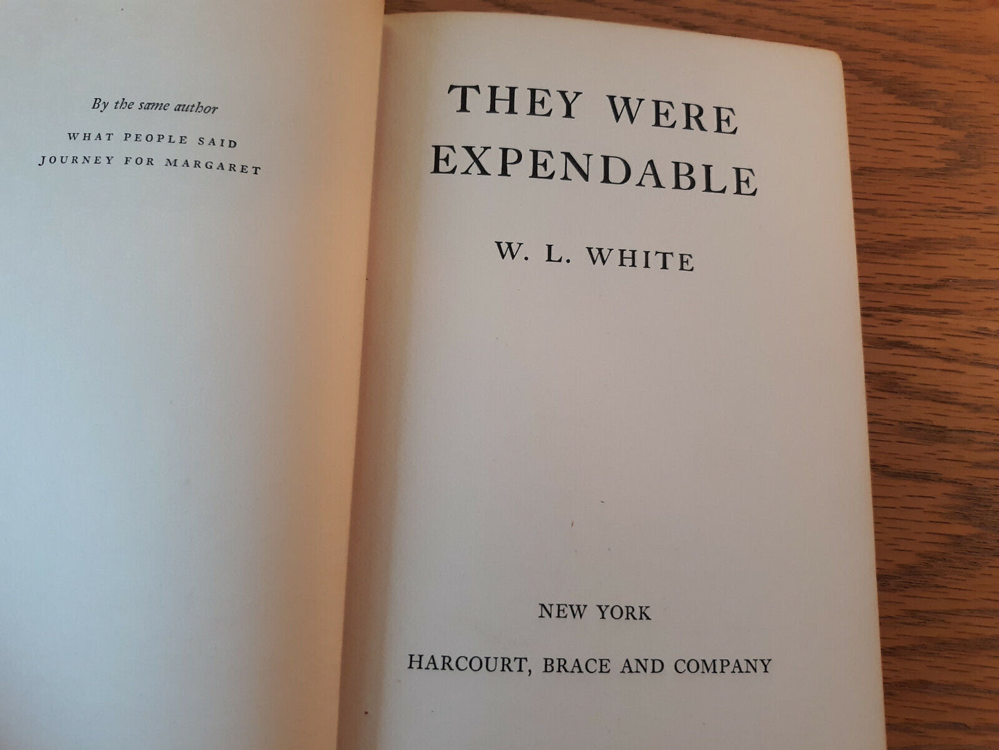 They Were Expendable W L White 1942 1st Edition Hardcover Harcourt, Brace