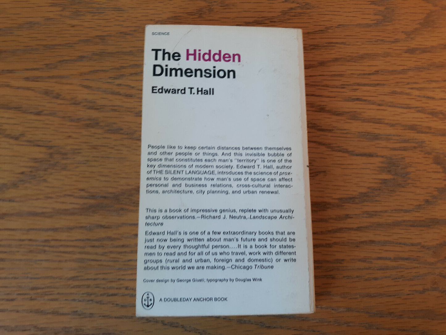 The Hidden Dimension (A Doubleday Anchor Book) by Edward T. Hall 1969