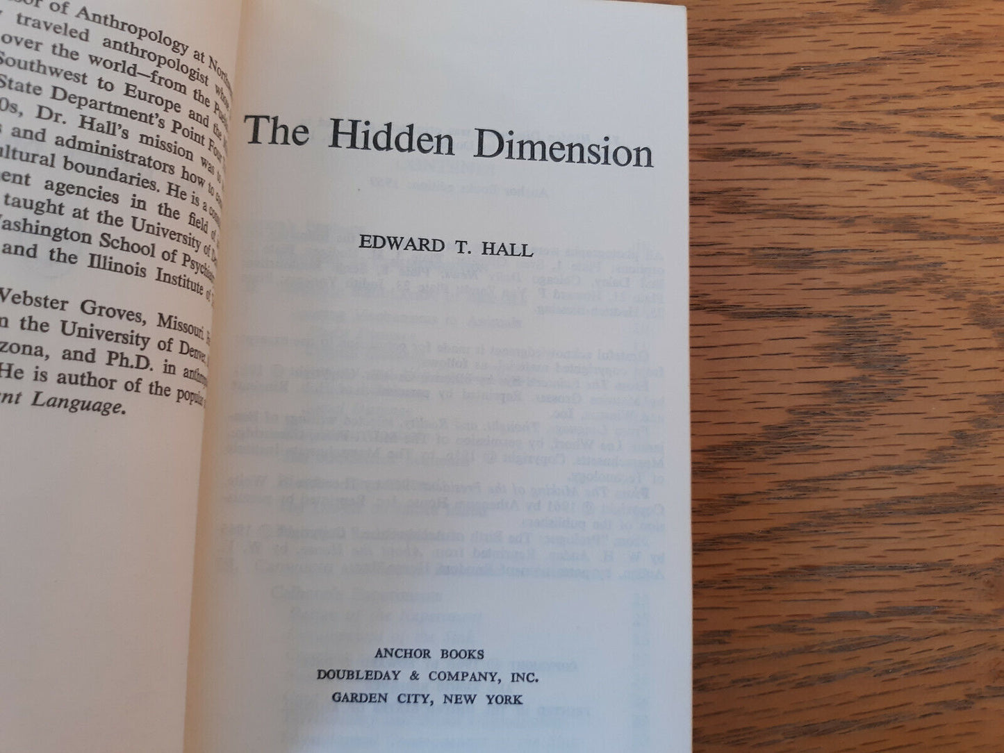 The Hidden Dimension (A Doubleday Anchor Book) by Edward T. Hall 1969