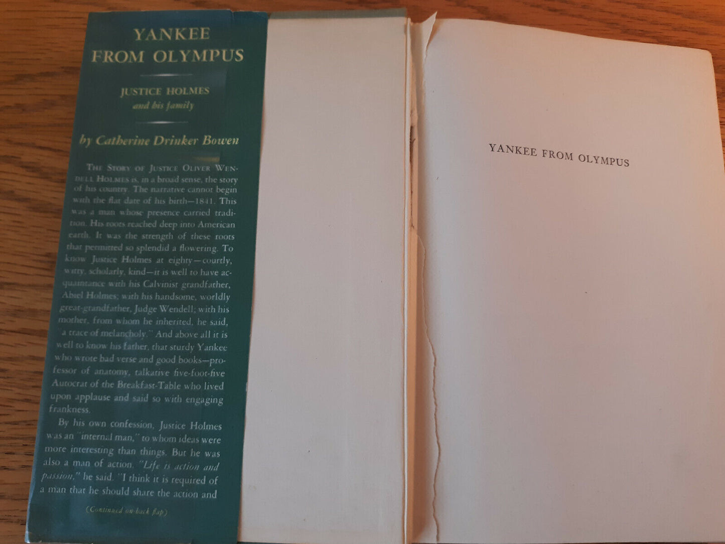 Yankee from Olympus - Justice Holmes & Family by Catherine Drinker Bowen 1944