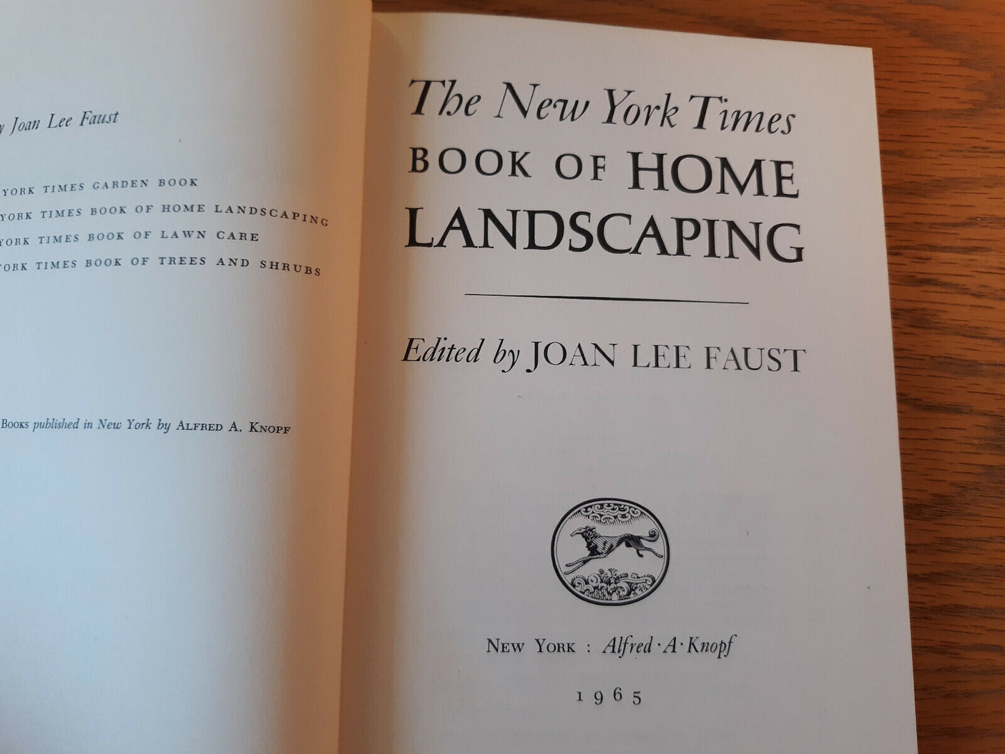 The New York Times Book Of Home Landscaping Joan Lee Faust 1965 Hardcover