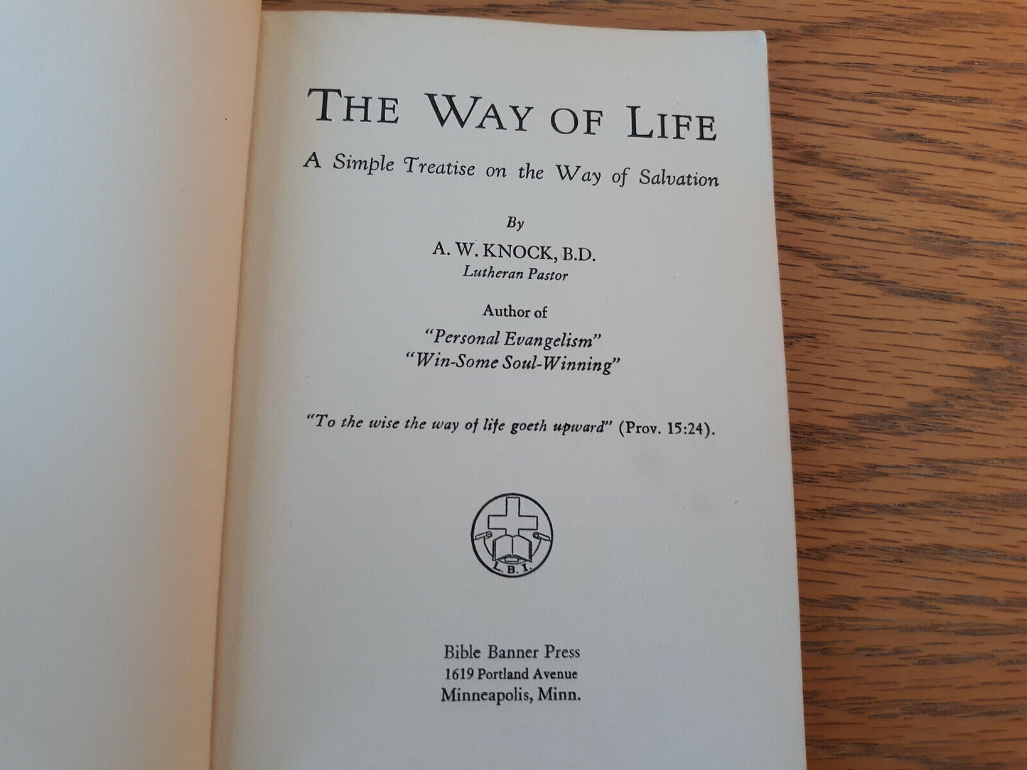 The Way Of Life A W Knock 1952 Bible Banner Press Paperback