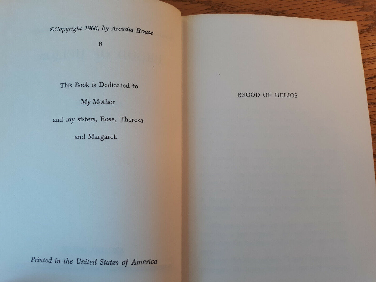 Brood Of Helios Jack Bertin 1966 Hardcover Dust Jacket Arcadia House