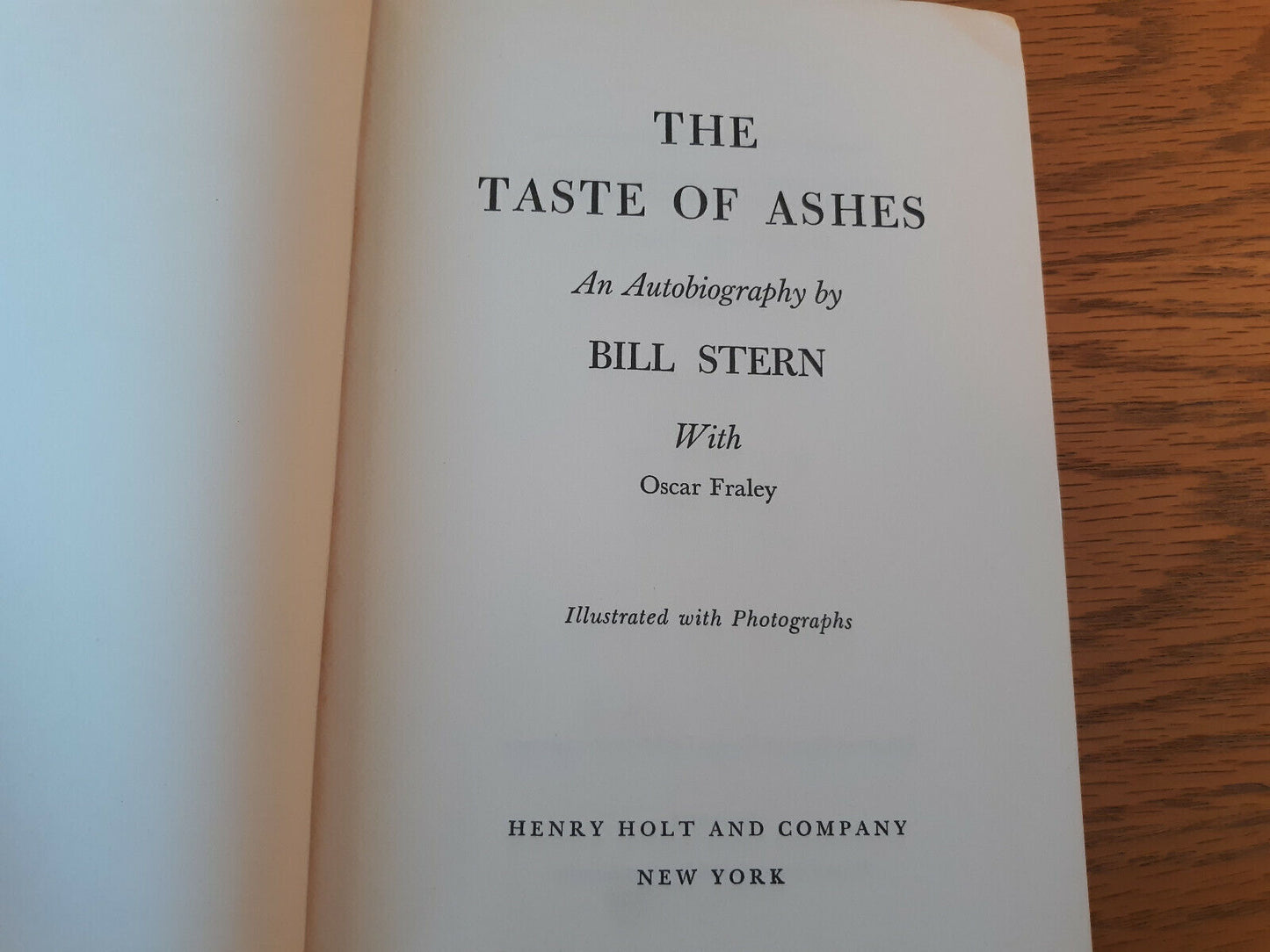 The Taste Of Ashes Bill Stern 1959 1st Ed Hardcover Henry Holt Autobiography