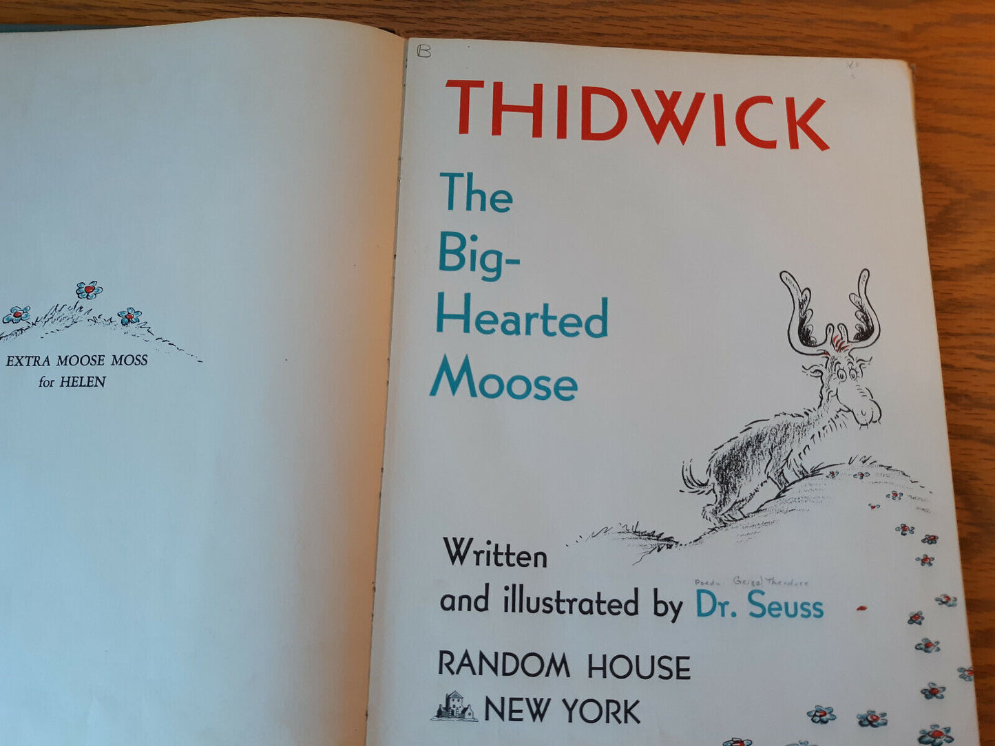 Thidwick The Big Hearted Moose 1948 Dr Seuss Hardcover Random House