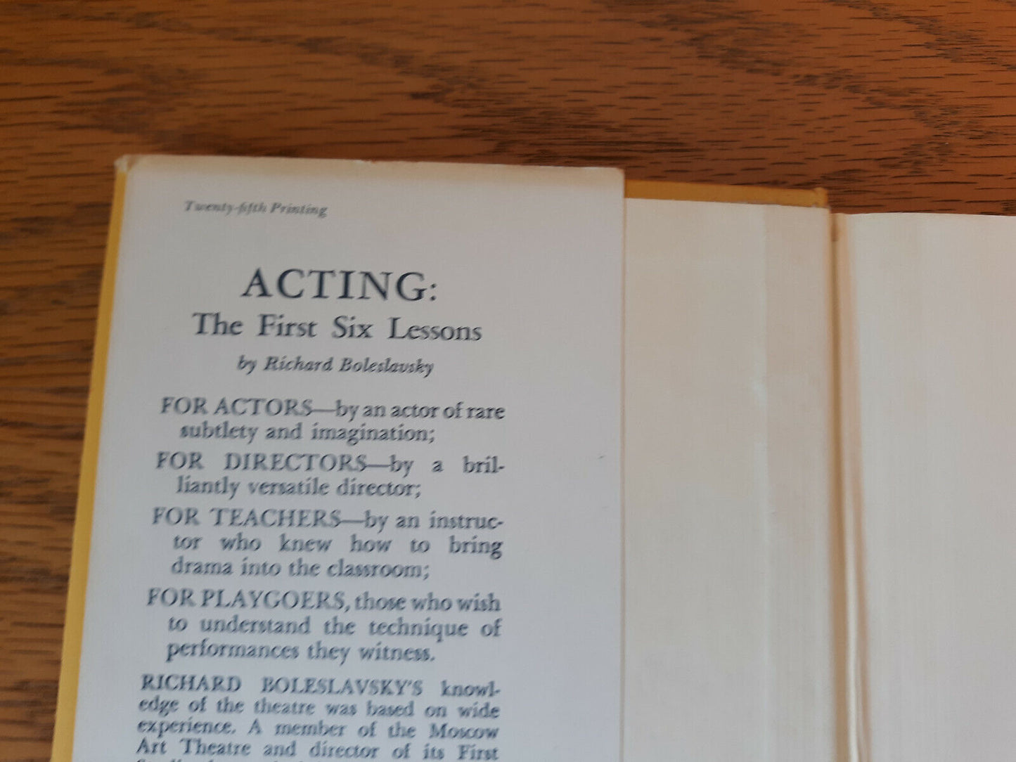 Acting The First Six Lessons Richard Boleslavsky 1978 Hardcover Dust Jacket Thea