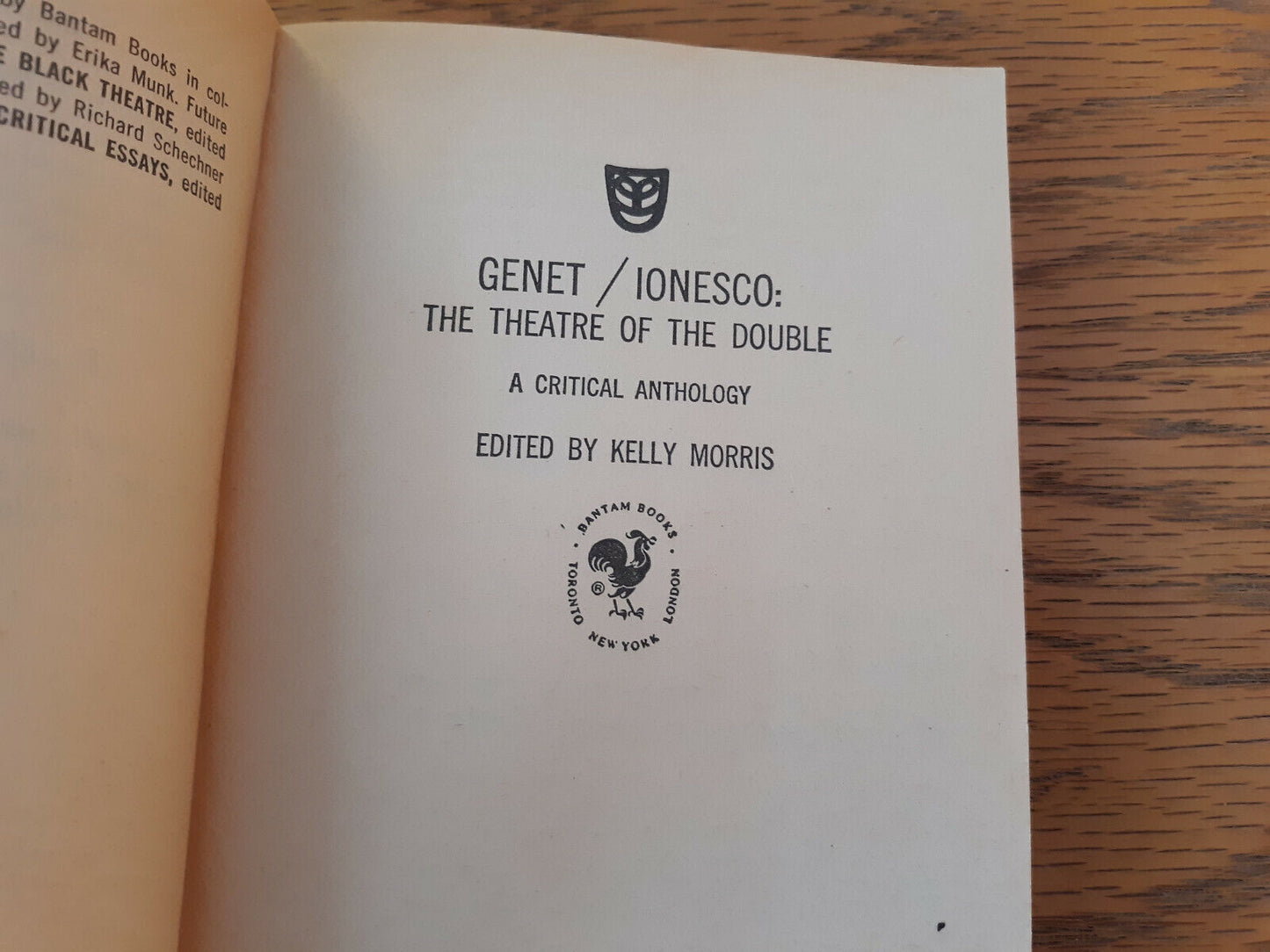 The Theatre Of The Double Genet Ionesco 1969 Bantam Books Paperback