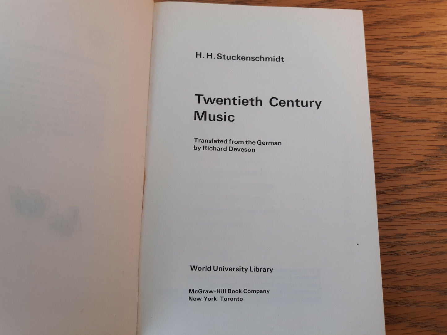 Twentieth Century Music H H Stuckenschmidt 1969 Paperback McGraw Hill