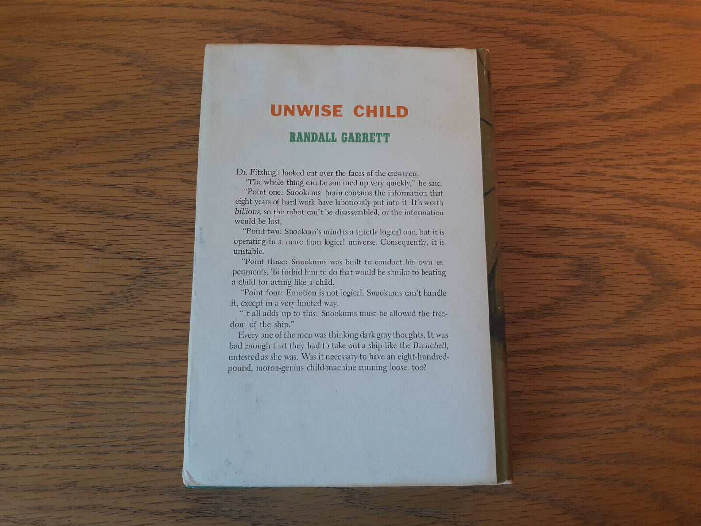 Unwise Child Randall Garrett 1962 1st Edition Hardcover Book Club Edition Double