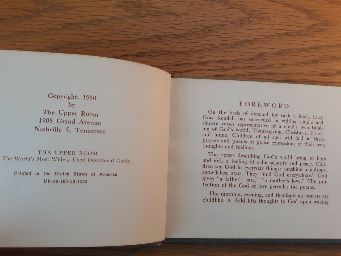 A Little Book Of Prayers And Praise Lucy Gray Kendall 1950 Hardcover