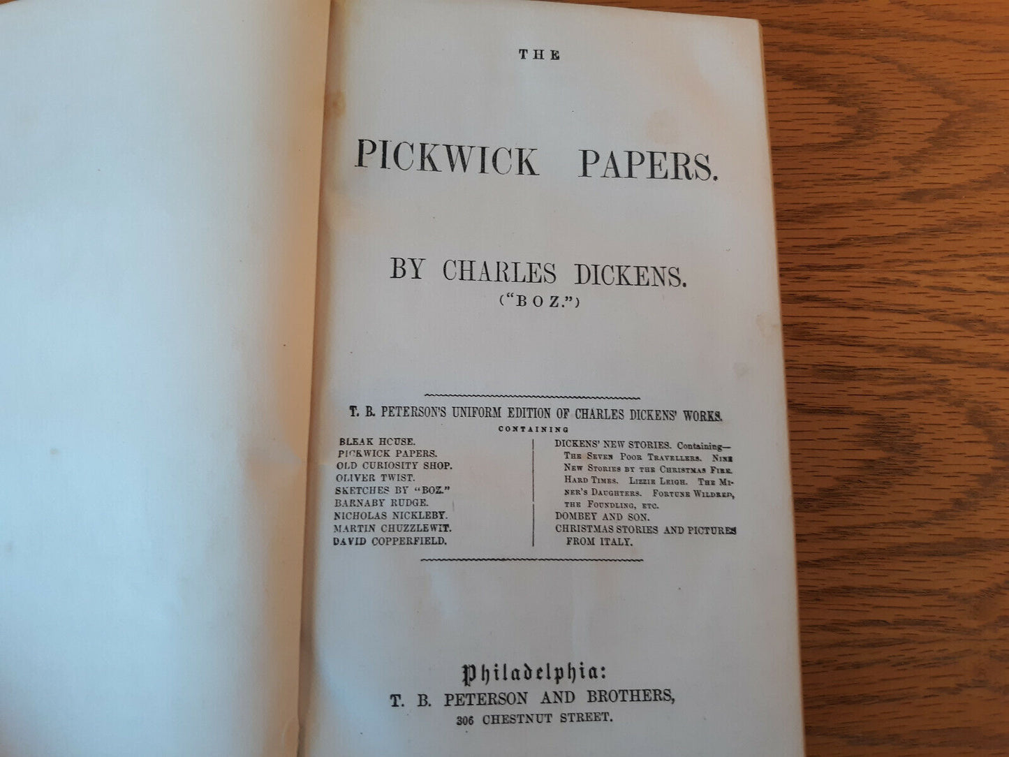 The Pickwick Papers Charles Dickens T B Peterson Uniform Edition Hardcover