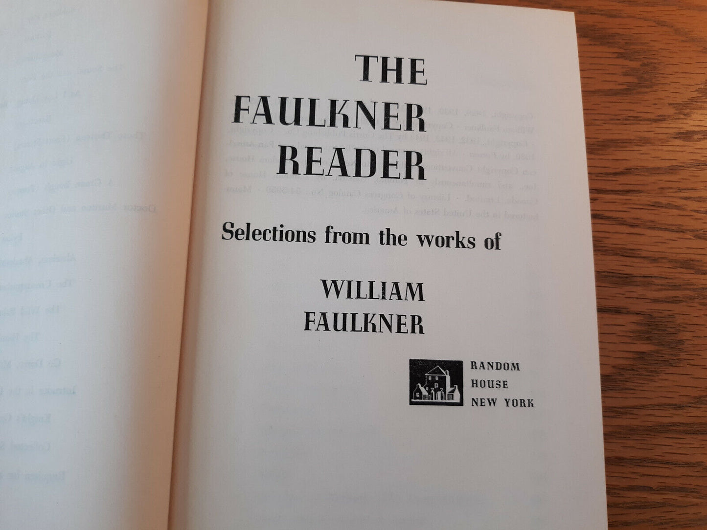 The Faulkner Reader William Faulkner 1954 Random House Hardcover