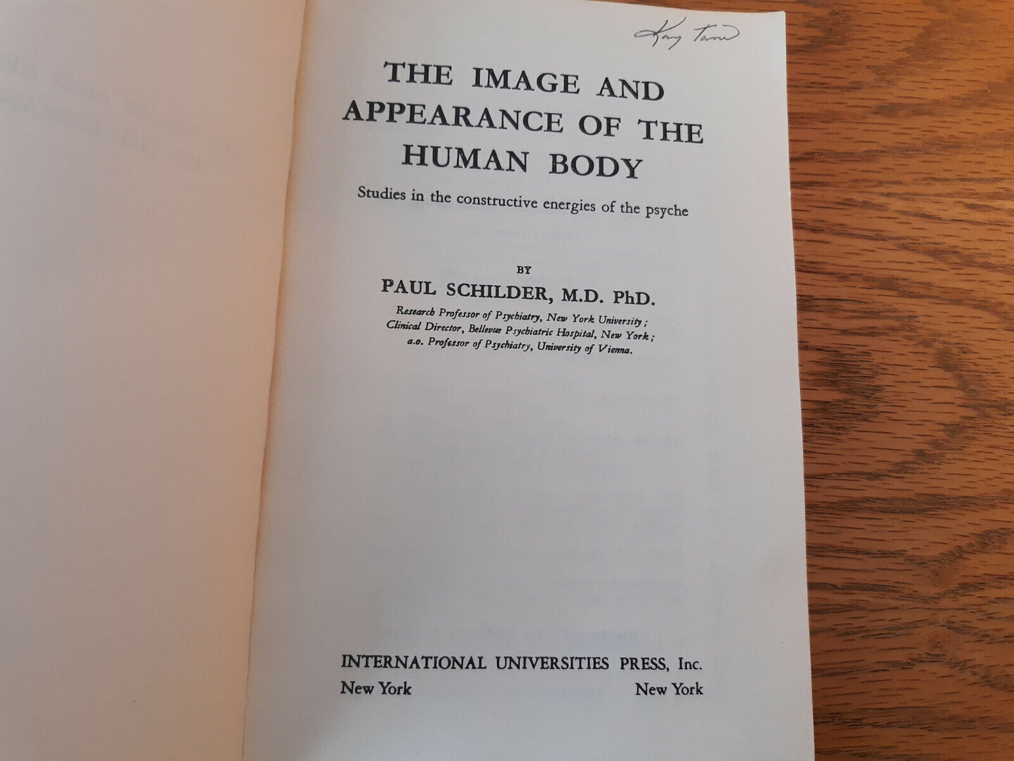 The Image And Appearance Of The Human Body Paul Schilder 1978 Paperback Internat